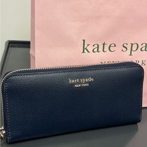 Kate Space full size wallet. Blue leather.